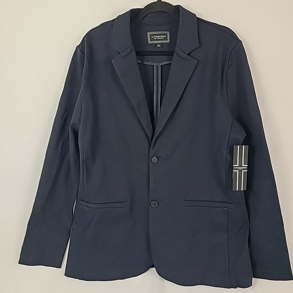 NEW Liverpool Los Angeles Men's Navy Blue Welt Pocket Blazer Sz L MSRP $139 - Picture 1 of 8